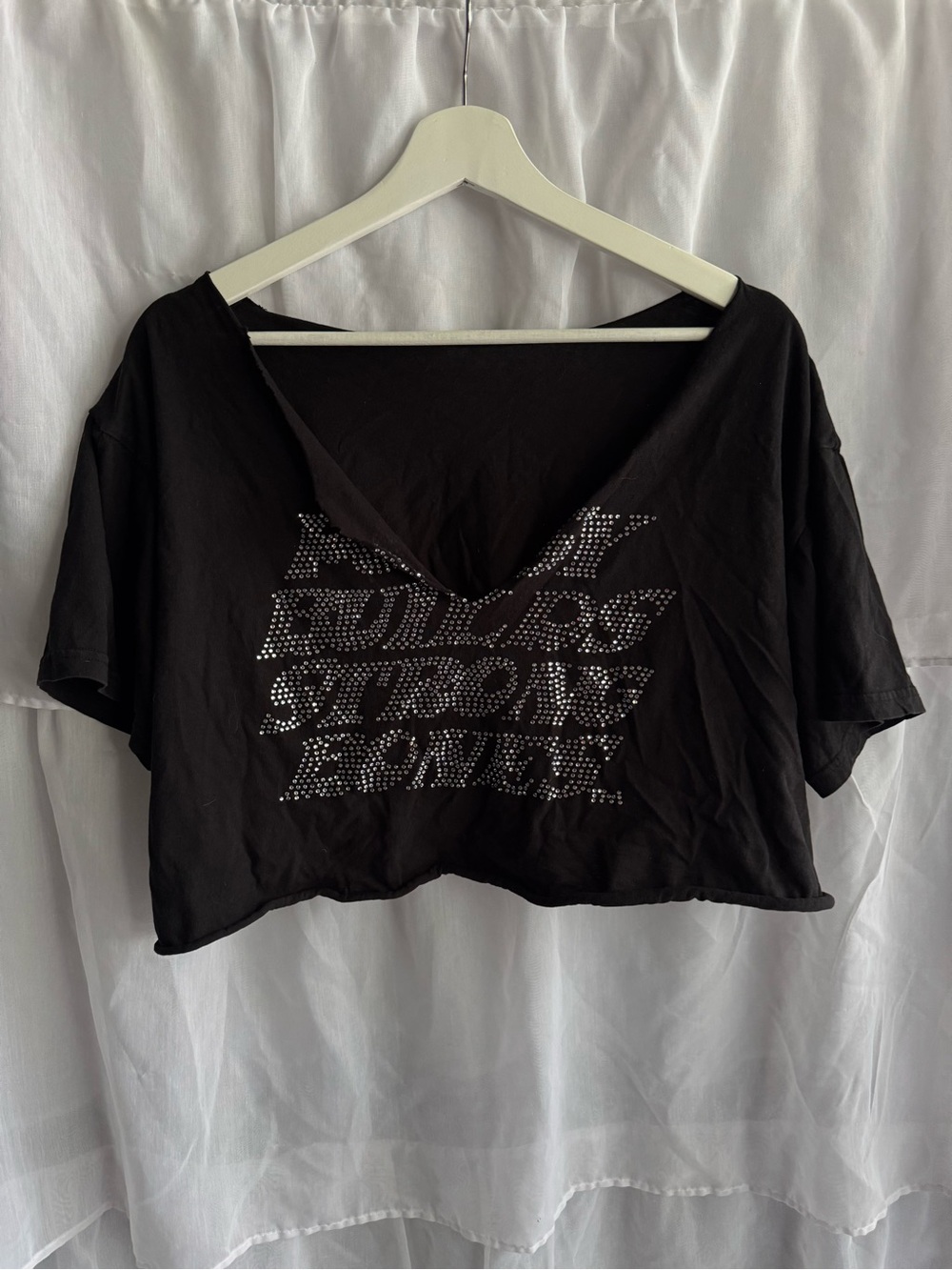 La Ropa OG Rhinestone PBSB Hand-Cut Cropped T-Shirt